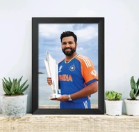 Rohit Sharma T20 Worldcup India Cricket Team Poster Framed Painting
