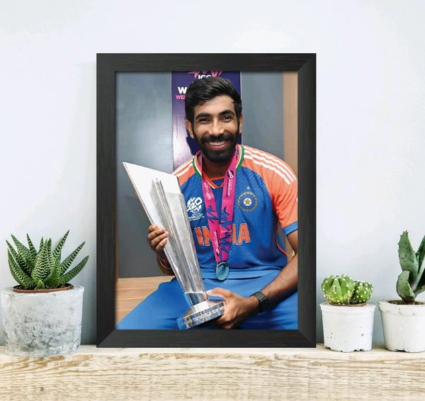Jasprit Bumrah T20 Worldcup India Cricket Team Poster Framed Painting
