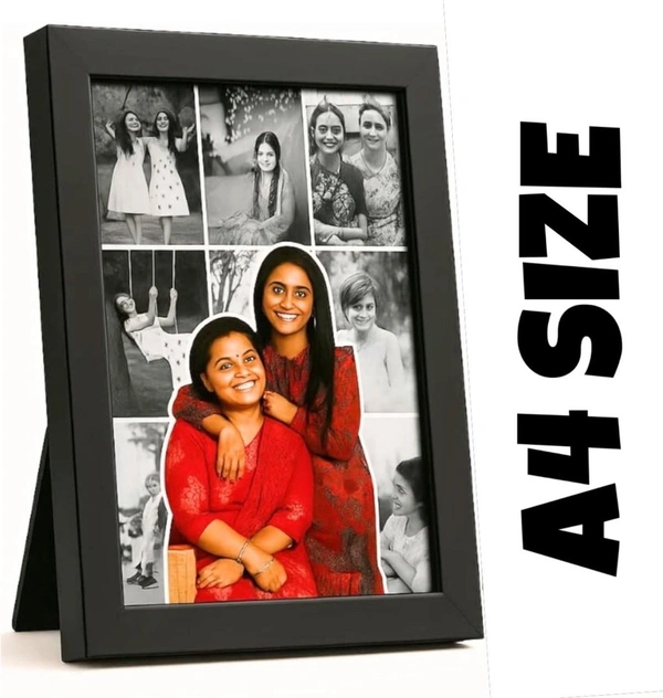 Customized Collage Photo Frame || A4 Inch Size | Glossy Black Frame | Personalized Gift for Birthday, Anniversary & Home Decor