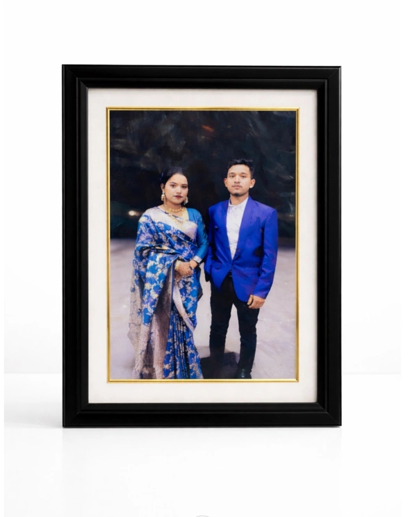 10x14 Size Customised Photo Frame | Premium Black Frame | Personalized Couple Portrait | Wall & Table Display - Black, 10x14
