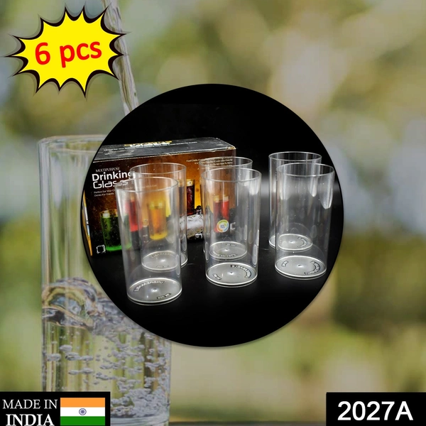 Deo Dap 2027A 6 Pcs Large Plastic Glass 300Ml used in all kinds of kitchen and official purposes for drinking water and beverages etc. - 720
