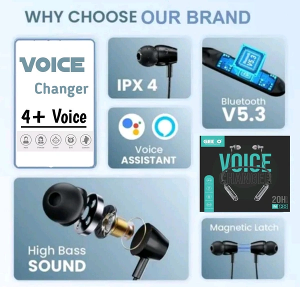 Geeoo By Desigadgethub Geeoo Voice-Changing Neckband by DesiGadgetHub – Redefine Your Sound!" - Black