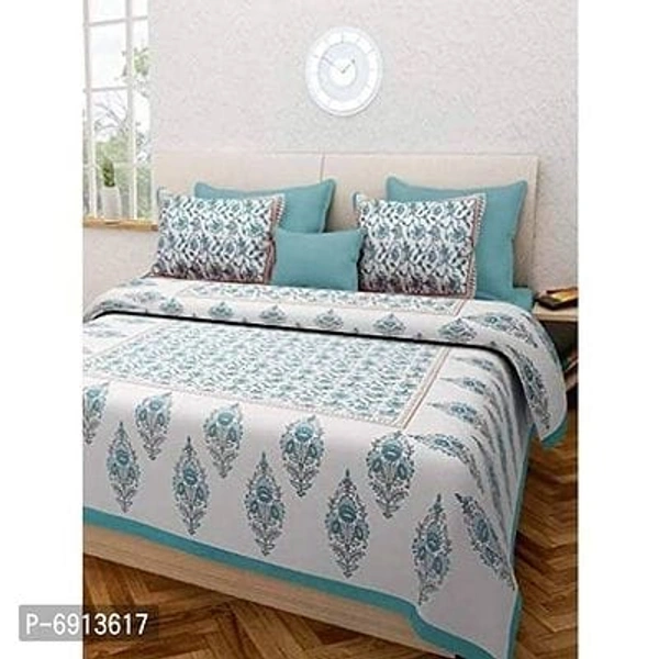 100% Cotton Rajasthani Jaipuri Floral Printed King Size Bedsheet with 2 Pillow Covers