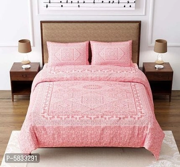 Cotton Pink Jaipuri Printed Bedsheet with 2 Pillow Covers