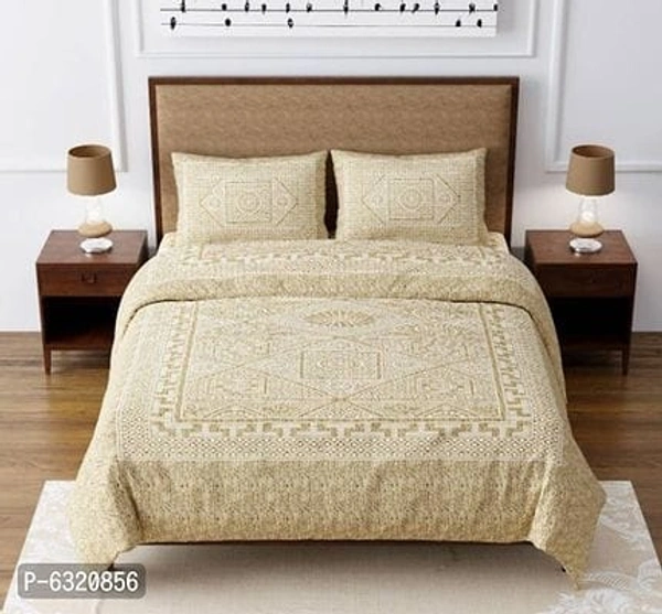 Cotton Yellow Jaipuri Printed Bedsheet with 2 Pillow Covers
