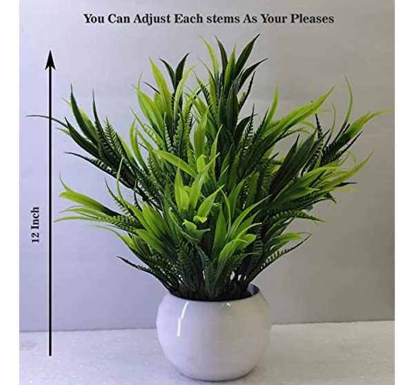 DVMARTÂ® Atractive Artifical Bamboo Leaves Bunch with Plastic Pot For Home Decoration, Living Room, Bedside Table, Arrangements, Wedding, Outdoor, Indoor, Office DÃ©cor & Gift (12 Inch/30 Cm) Color - Gr