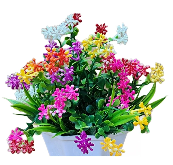 DVMARTÂ®  Decorative  Multicolor Best Flower  With White Pot   (17x25 CM)