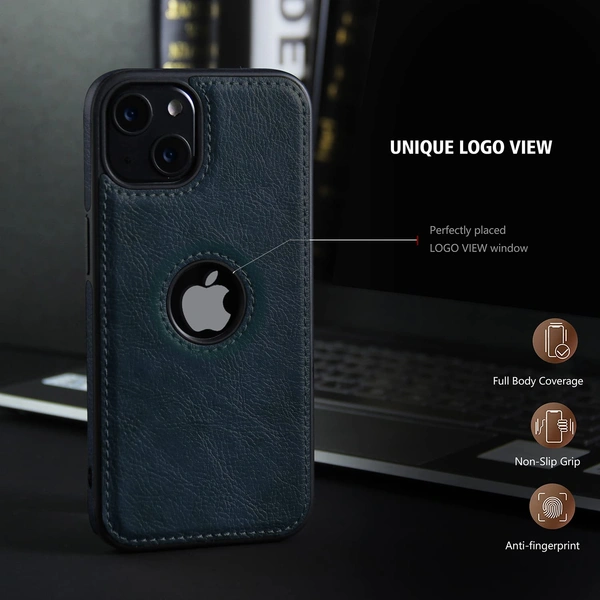 DVTECHÂ® iPhone 14  Plus Premium Leather Back Case Cover (Classic finish Stiched with Excellent Grip)