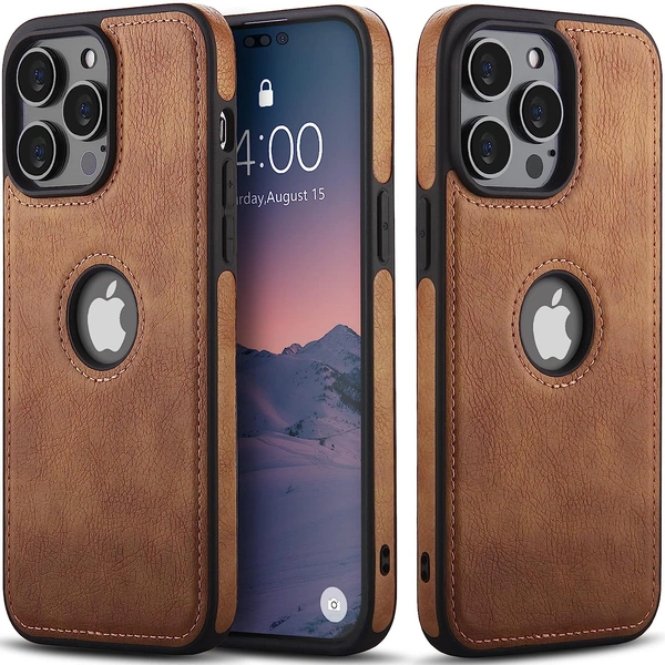 DVTECHÂ® iPhone 14 Pro  Premium Leather Back Case Cover (Classic finish Stiched with Excellent Grip)