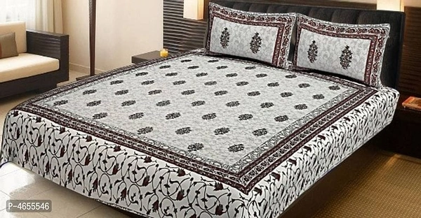 Modern Cotton Printed king size Bedsheet with 02 Pillow Cover