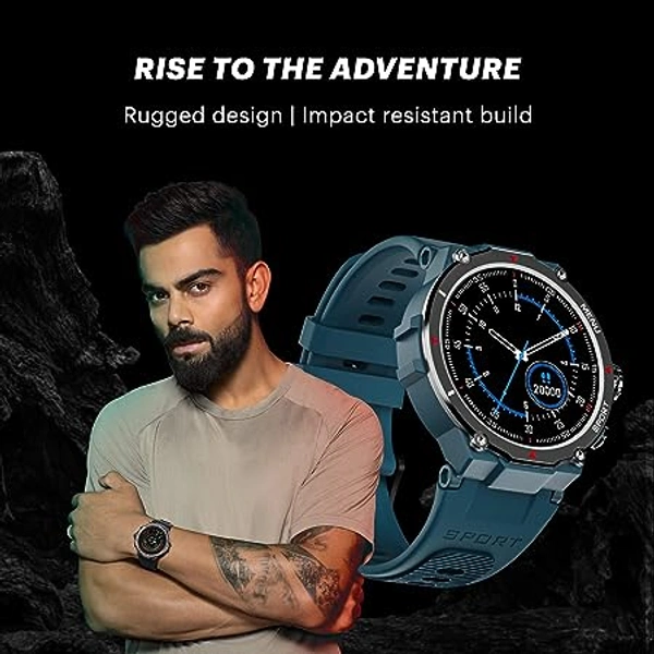 NoiseFit Force Rugged Round Dial Bluetooth Calling Smart Watch with 1.32" HD Screen, Functional Crown, 550 NITS, 7 Days Battery, AI Voice Assistance, 200+ Watch Faces, Heart Rate Tracker- (Jet Black) - Arrowtown