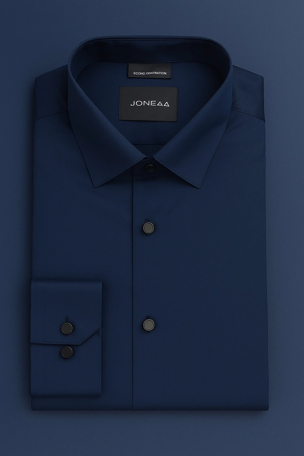 Joneaa JONEAA Men’s Executive Navy Blue Satin Shirt - Navy, 4XL