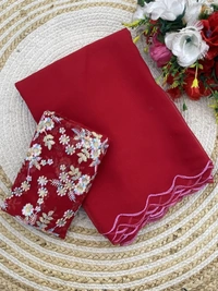 Elegant Light Green Saree with Floral Embroidery - FREE