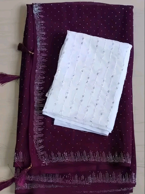 Beautiful designer party wear georgette saree - FREE, FREE SIZE