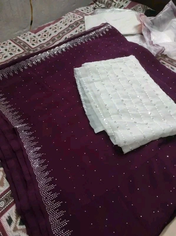 Beautiful designer party wear georgette saree - FREE, FREE SIZE