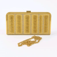 Women's Gold Clutch Purse with Stylish Studded Design & Detachable Chain – Ideal for Party, Wedding & Evening Wear
