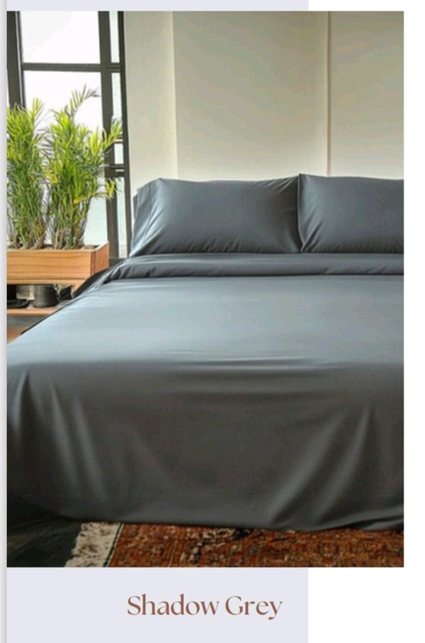 ZenAlyaa Bamboo Cotton Bedsheets (Shadow Grey) - Bedsheet With 2 pillowcases