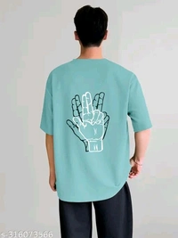 Over Sized T- Shirt - Aquamarine Blue, L