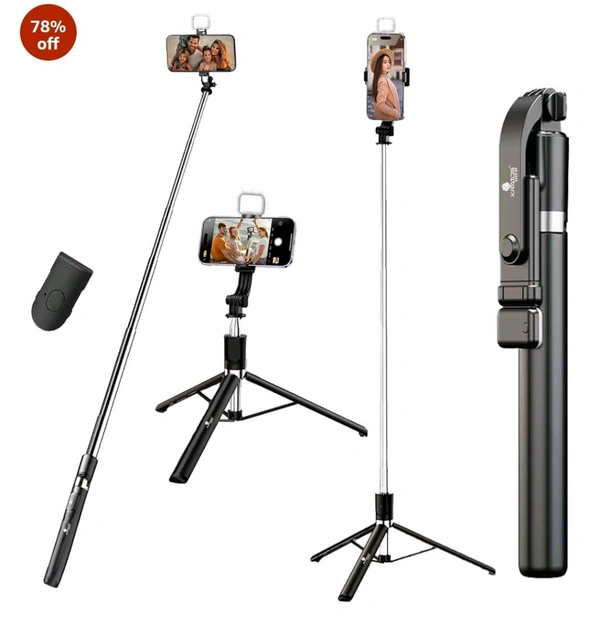 Premium 3-in-1 Selfie Stick Tripod With Bluetooth Remote (72cm)