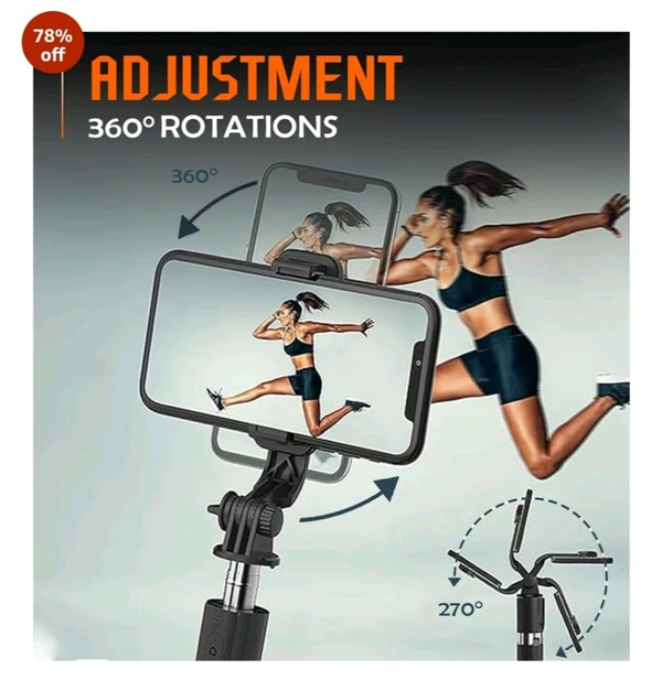 Premium 3-in-1 Selfie Stick Tripod With Bluetooth Remote (72cm)