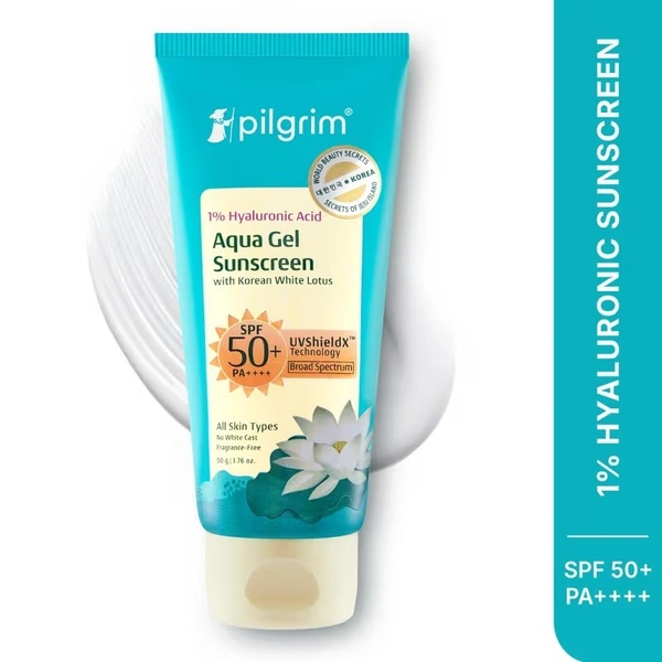 PILGRIM 1% HYALURONIC ACID SPF-50+ AQUA GEL SUNSCREEN - 50GM