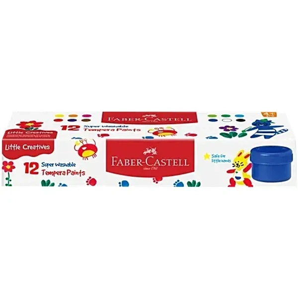 FABER-CASTELL 12 SUPER WASHABLE TEMPRA PAINTS - 10ML