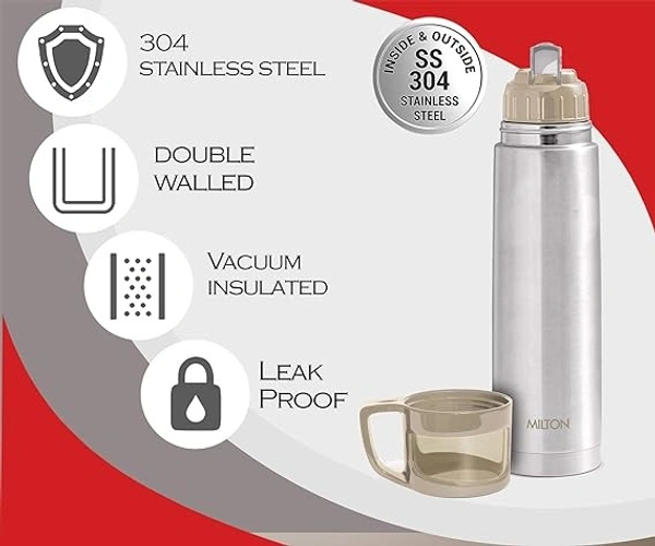 MILTON TS-703 GLASSY 1000 VACUUM INSULATED BOTTLE - 1 LTR