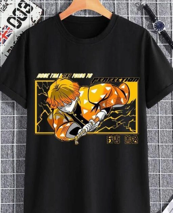 Stylish Men Black Zenitsiu Anime T Shirt - Black, XL
