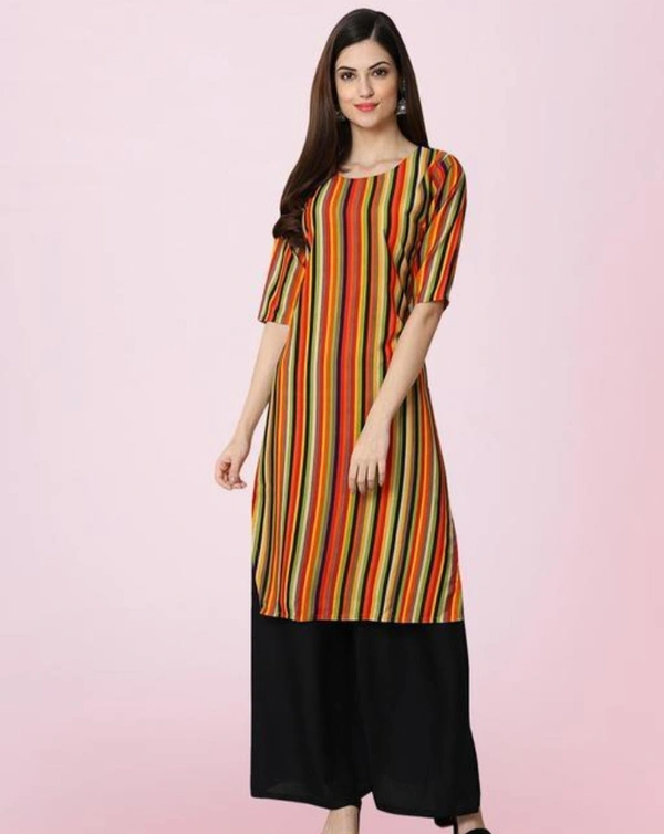 Women's Crepe Multicolor Stripe Printed Kurti - L