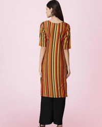 Women's Crepe Multicolor Stripe Printed Kurti - L