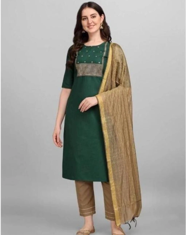 Women's Kurta With Pant And Dupatta - Japanese Laurel, S