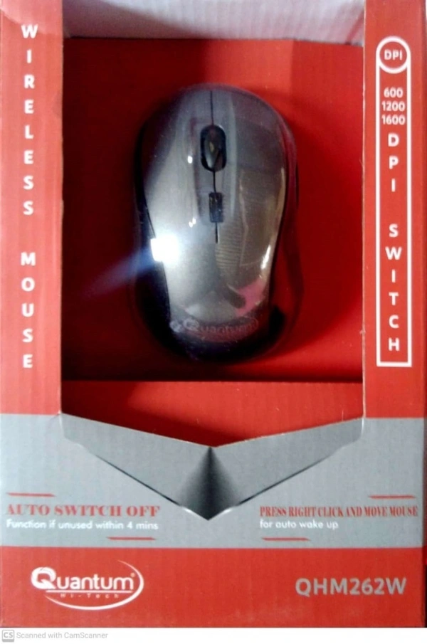 QUANTUM QHM262W 1600DPI Optical Wireless Mouse (Grey/Black) - Grey