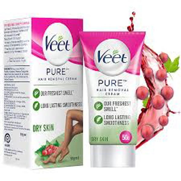 Veet Pure Hair Removal Cream For Women With No Ammonia Smell For Dry Skin 50g