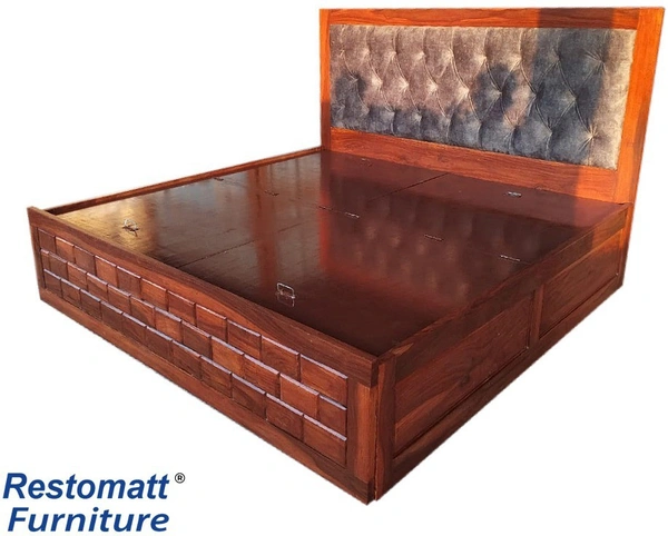 Restomatt Seesham Wood Bed With Storage Solid Wood King Box Bed (Finish Color - Brown, Delivery Condition - DIY(Do-It-Yourself)) - 78*72