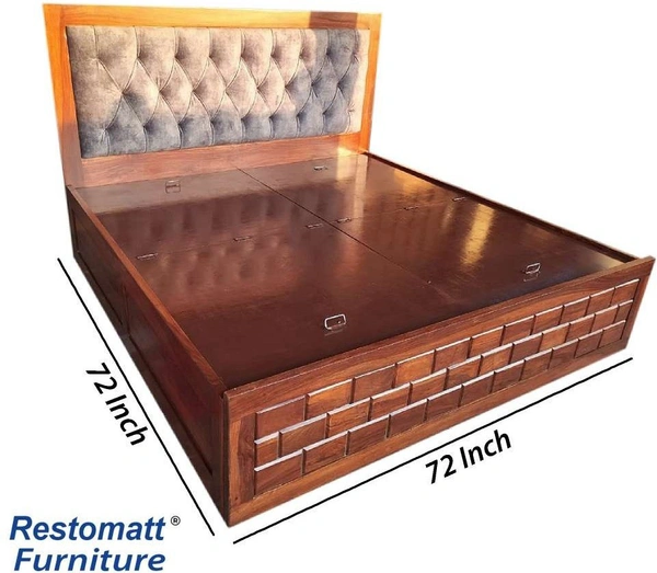 Restomatt Seesham Wood Bed With Storage Solid Wood King Box Bed (Finish Color - Brown, Delivery Condition - DIY(Do-It-Yourself)) - 78*72