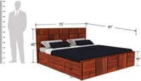 Restomatt Solid Wood King NA Bed (Finish Color - Honey Oak Finish, Delivery Condition - DIY(Do-It-Yourself)) - 72x72