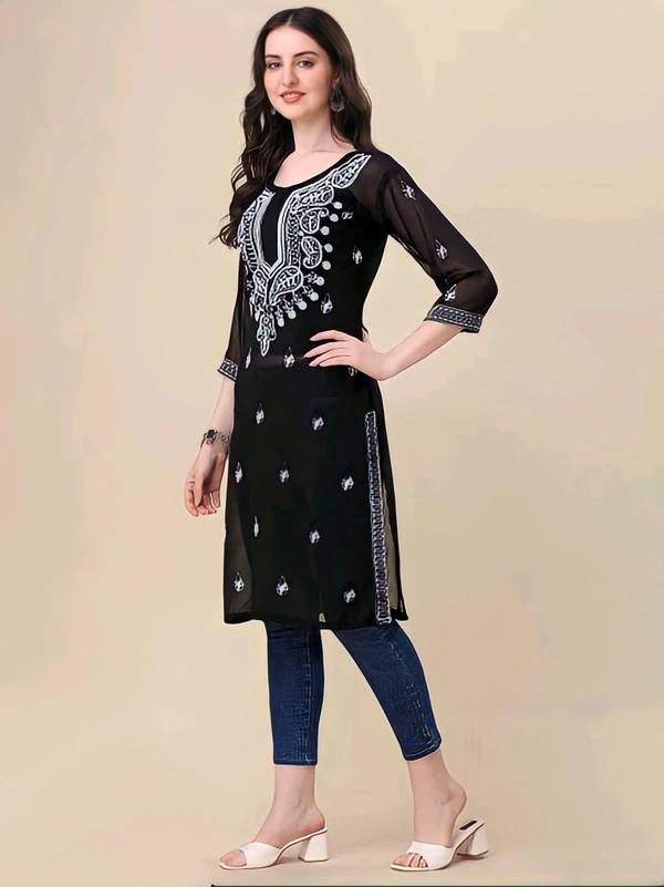 A-line Black Kurti - Black, M, Free