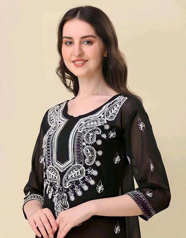 A-line Black Kurti - Black, M, Free