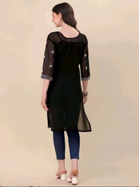 A-line Black Kurti - Black, M, Free