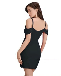 Zelzis Sexy Black Bodycon Dress - Black, M, Free