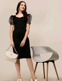 Partywear Dress - Black, M, Free
