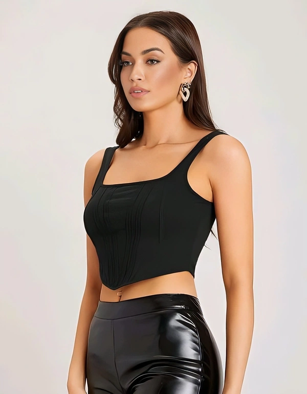 Square Neck Tank Top - Black, L, Free