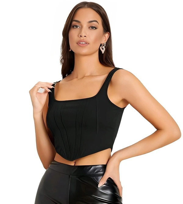 Square Neck Tank Top - Black, L, Free