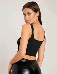 Square Neck Tank Top - Black, L, Free