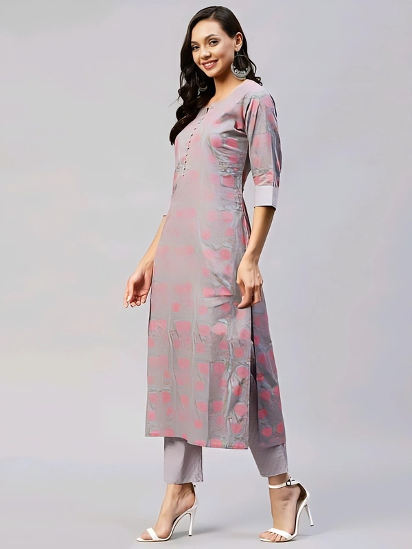 Cotton Blend Kurta With Trouser - Swiss Coffee, S, Free