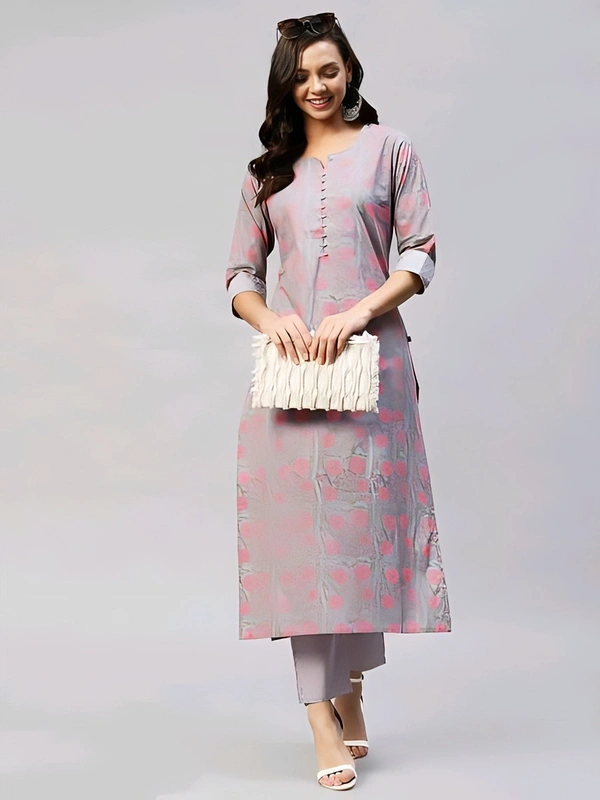 Cotton Blend Kurta With Trouser - Swiss Coffee, S, Free