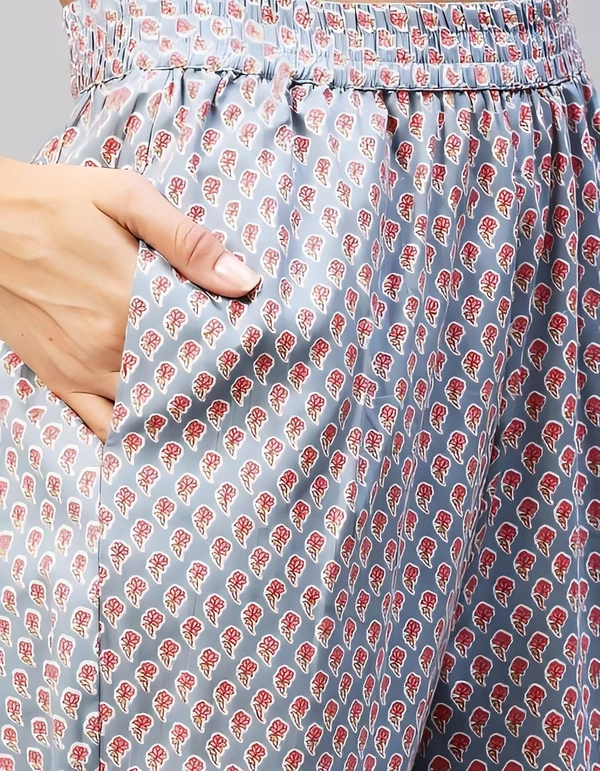 Cotton Blend Kurta With Trouser - Swiss Coffee, S, Free