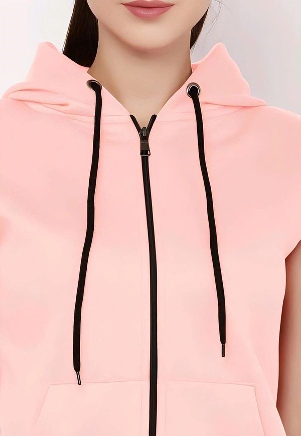 Sleeveless Zipper Hoodie - Your Pink, S, Free