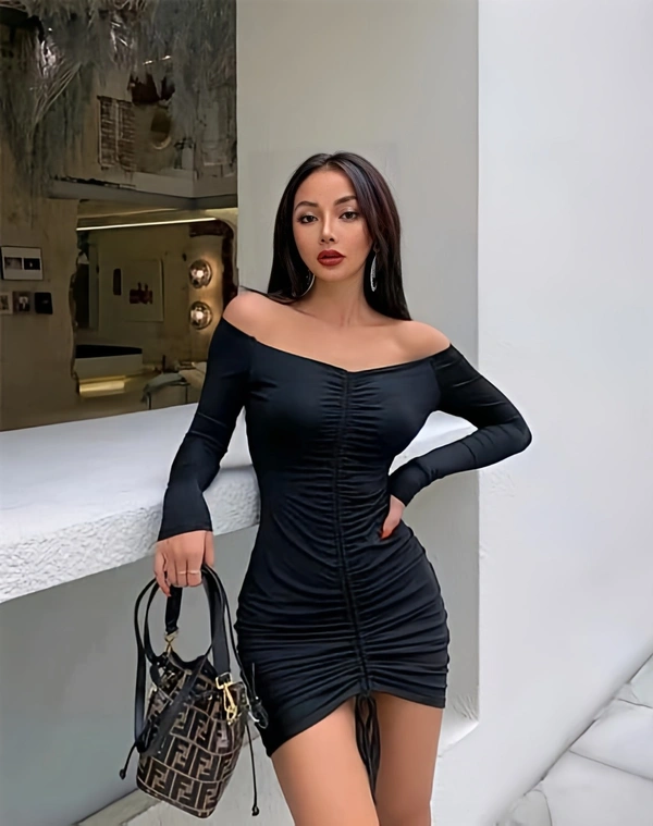 Sensual Midi dress - Black, M, Free