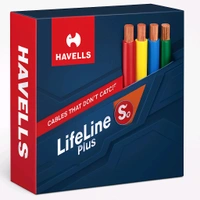 Havells 1.5 Sq mm Life Line Plus Single Core HRFR PVC Insulated Flexible Cables,Length: 90 m - Red, 90 M